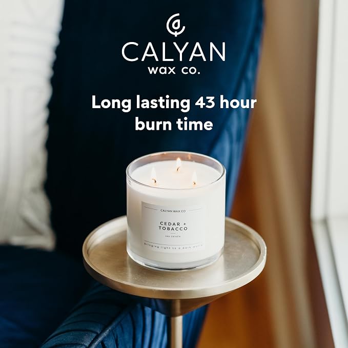 Calyan Wax Co. Apples & Maple Bourbon 3 Wick Scented Candle - 43 Hour Burn - Luxury 3 Wick Soy Candles - Clean Soy Wax Candles - Long Lasting Large Glass Jar Candle for Home - 14.9oz