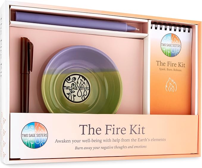 The Fire Kit - Burn Negative Thoughts for Stress Relief and Healing - Give the Gift of Peace of Mind - Self Care Kit By Two Sage Sisters