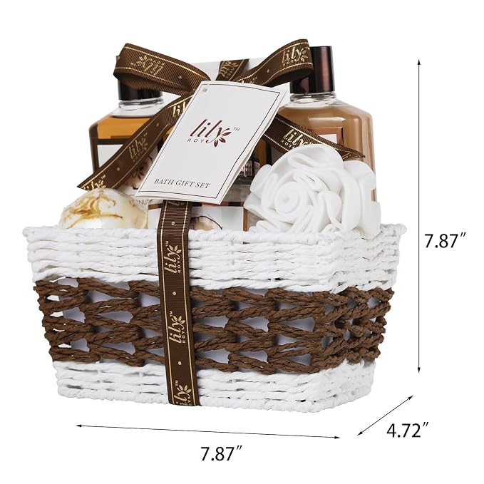 Coconut Vanilla Spa Gifts Bath Kit, 7Pcs Moisturizing Gift Set for Women Men