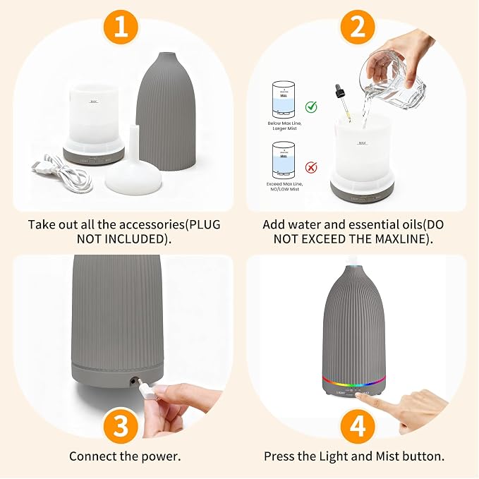 URPOWER 100ML Essential Oil Diffuser Ultrasonic Cool Mist Humidifier with 7 LED Lights, Timer & Auto-Off Quiet Aromatherapy Scent Diffuser for Home Bedroom Office Relaxation