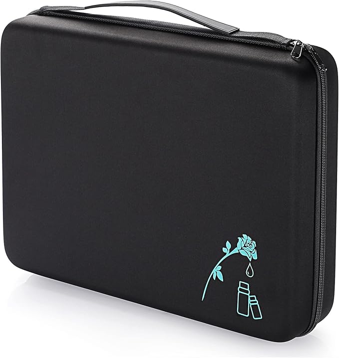 Hipiwe 108 Essential Oils Carrying Case Holds 5ml, 10ml, 15ml Bottles Hard Shell Exterior EVA Essential Oils Storage Organzier Bag with Foam Insert and Carrying Handle