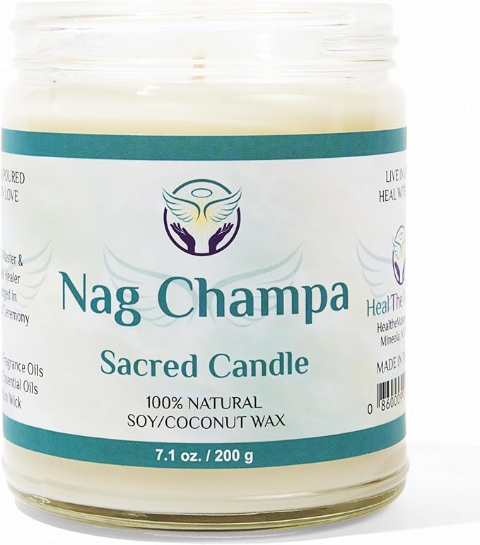 Heal The Masses White Sage Candles for Cleansing House Chakra Healing | Energy Cleansing Smudge Candle | Natural Aromatherapy Candle | Sage for Cleansing House Negative Energy (7 oz) (Nag Champa)