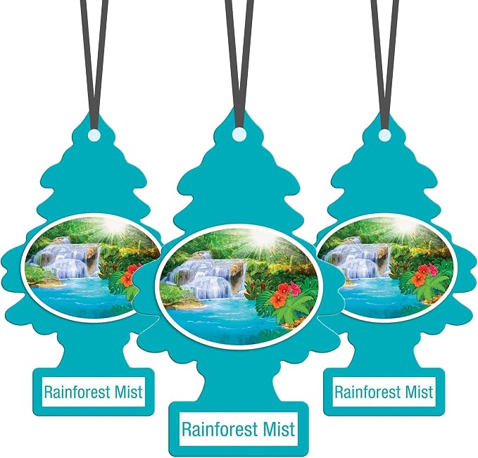 Little Trees Cardboard Hanging Car, Home & Office Air Freshener, Rainforest Mist (Pack of 12)