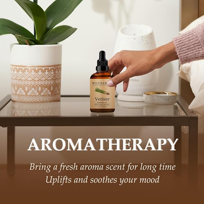 Vetiver Essential Oils 120ML, Pure Vetiver Essential Oil for Aromatherapy Diffuser - 4 Fl Oz