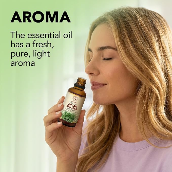 Melissa Essential Oil 1.7 Fl Oz - Melissa Indicum - Aromatherapy - Homefragrance - Pure Melissa Oil for Body Care - Diffusers - Sauna - Relaxation - Calming - Good Sleep