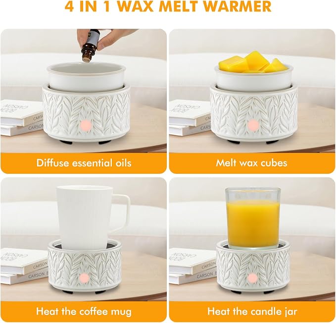 EQUSUPRO Wax Melt Warmer for Scented Wax Melts- Electric 4 in-1 Ceramic Candle Wax Warmer Burner Fragrance Wax Melter for Home Office Bedroom Living Room Decor & Gifts for Women