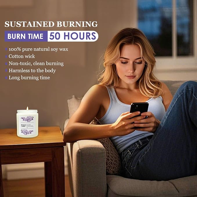 Coniol Natural Lavender Candle Scented Candle for Home - Rich & Warm Aromatherapy for Home Relaxation, Holiday Decor & Stress Relief, Premium Soy Wax for Family Coziness