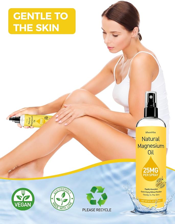 Stilip Magnesium Spray, Pure Magnesium Oil Spray for Feet,Ideal Gift for Muscle Relaxation&Better Sleep,Rapid Absorption,Quick Drying Without Residue-Vanilla
