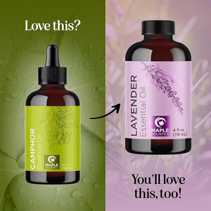 Pure Undiluted Camphor Essential Oil - 100% Pure Camphor Oil for Aromatherapy and Beauty DIYs Great for Soothing Skin and Clearing Chest - Outdoor Diffuser Oil for Patios and Porches (4 Fl Oz)
