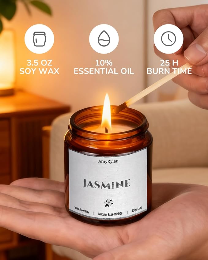 6 Pack Non-Toxic Soy Wax Scented Candles Gift Set, 21oz 120H Long Burn Time, Amber Jar Candles, Gift for Women Unique, Christmas Birthday Self Care Relaxation Spa Aromatherapy Gifts