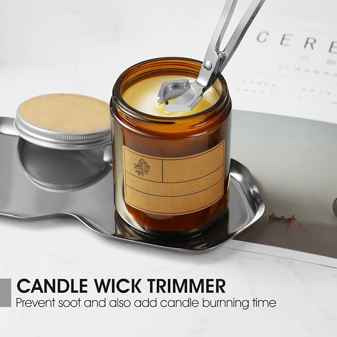 PATOISE 3-in-1 Candle Accessory Set, Wick Trimmer, Candle Snuffer, Wick Spoon, Stainless Steel Material Perfect for Candle Lovers (Silver)