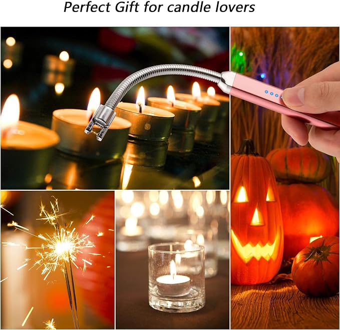 MEIRUBY Electric Candle Lighter, Valentine's Day Gifts for Women Mom Men Wife, USB Arc Rechargeable Windproof Long Lighter for Candle BBQ Birthday Housewarming Gift Idals