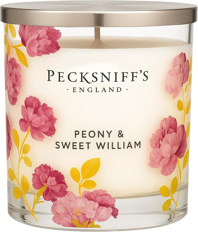 Pecksniff’s 1 Wick Candle – Peony & Sweet William, 184 g / 6.49 oz – Long Lasting Burn, Elegant Home Decor & Relaxing Ambiance