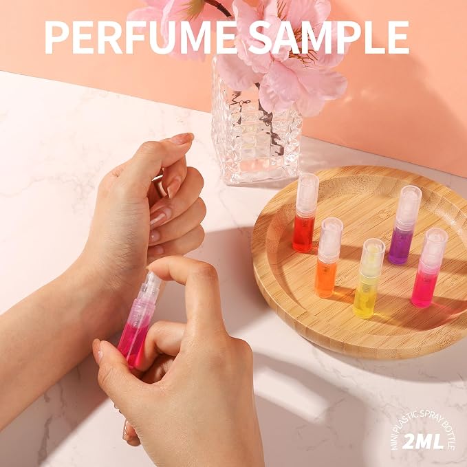 Fandamei Mini Spray Bottle, 10 Pack 2ml Mini Plastic Spray Bottle Empty, Fine Mist Refillable Perfume, Small Perfume Spray Bottle, Tiny Plastic Portable Travel Bottle, Clear