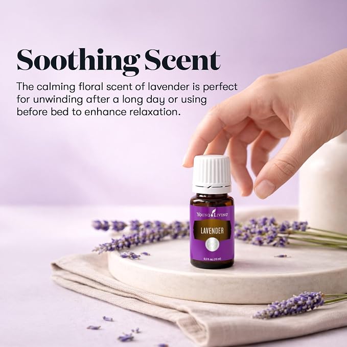 Young Living Lavender Essential Oil | 15 ml | Soothing & Relaxing Aroma for Massage, Aromatherapy, & Skin Care | Calms the Mind & Enhances Relaxation | Authentic Fragrance for Perfume