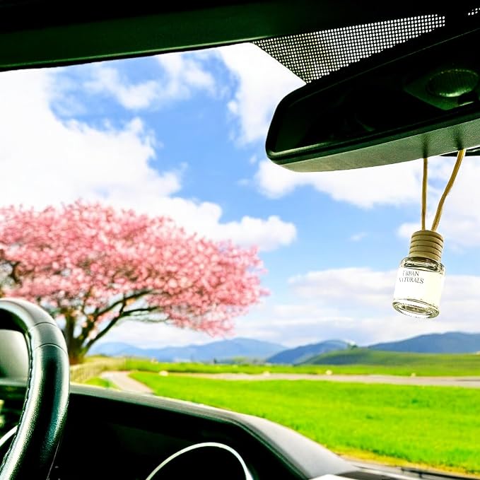 Urban Naturals Car Air Freshener Diffuser 1 Pack - Cherry Luxe Scent, 45+ Days Long Lasting Fragrance, Made in USA, Glass & Wood, Hanging Design + Vent Cip, Easy to Use
