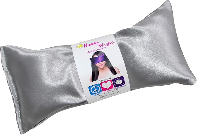 Lavender Eye Pillow - Hot Cold Weighted Eye Pillows for Relaxation, Sleep, Stress, Migraine Relief, Yoga - Aromatherapy Gifts for Women, Birthday, Teachers, Made in USA by Happy Wraps - Silver