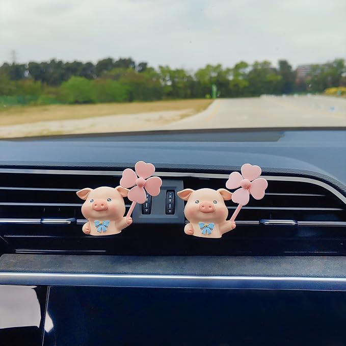 Cute Car Air Freshener Vent Clips, 3D Animal with Mini Fan Diffuser Vent Clip, Air Conditioning Decoration Car Accessories for Women and Men