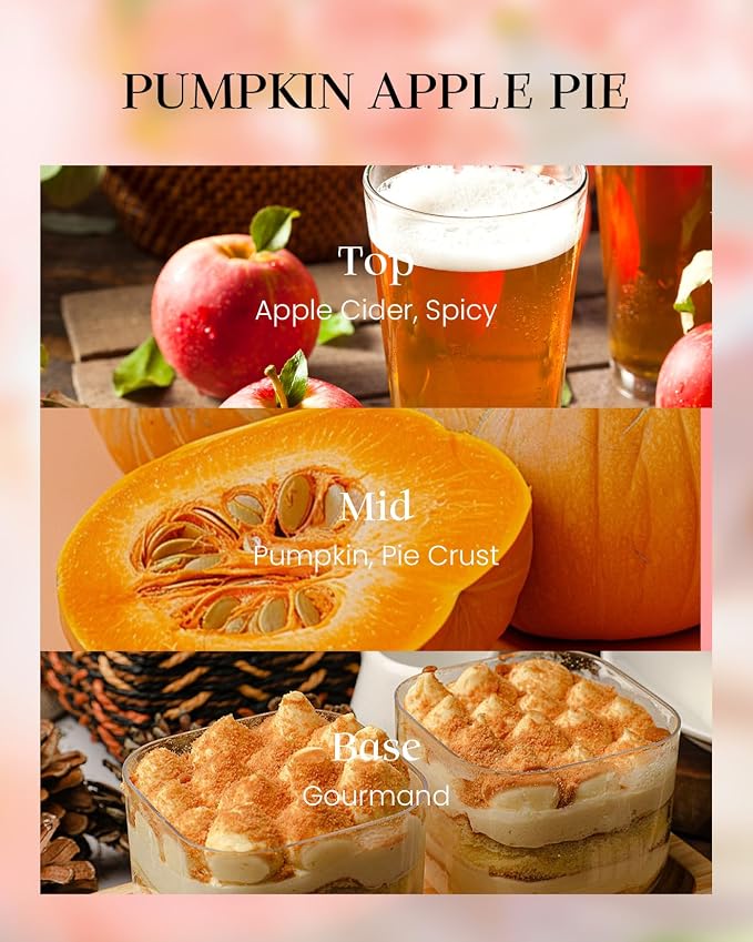 M&SENSE Pumpkin Apple Pie Scented Candle, 8.1oz 42-Hour Slow Burning Soy Candles, Spiced Harvest Bakery Aromatherapy, Fall Holiday Gift