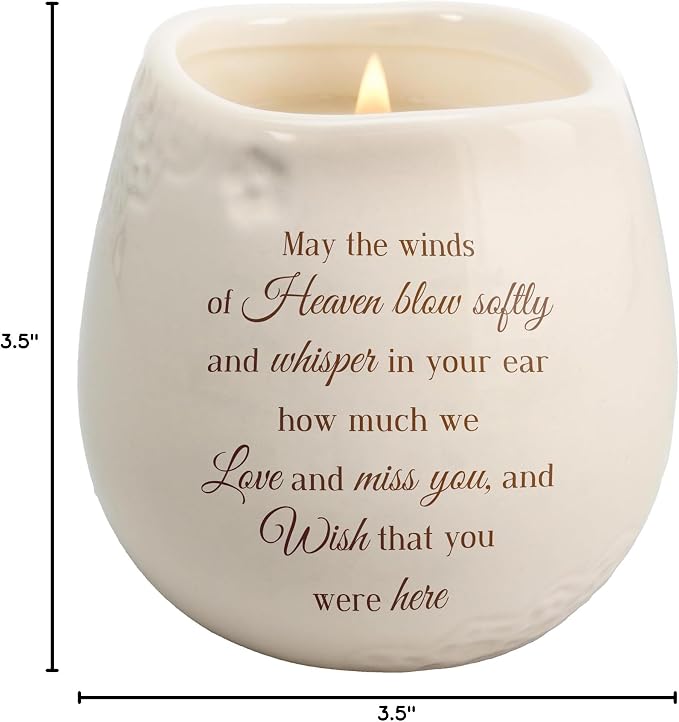 Pavilion Gift Company - Winds of Heaven 8 oz Bereavement Candle, Memorial Gifts for Loss of Mother Father Friend Loved One, Remembrance, Condolences, Sympathy, 1 Count, Cream