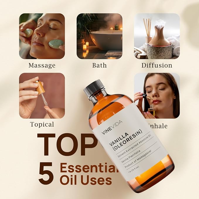 VINEVIDA [16oz] Vanilla Oleoresin Essential Oil - Bulk Essential Oil for Soap Making and Candle Making
