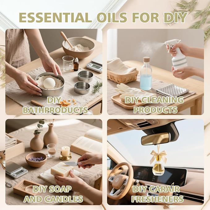 Aromatherapy Essential Oils Gift Set - 6 Pack (Lavender, Vanilla, Peppermint, Orange, Lemongrass, Cedarwood) for Diffusers, Home Fragrance, Relaxation