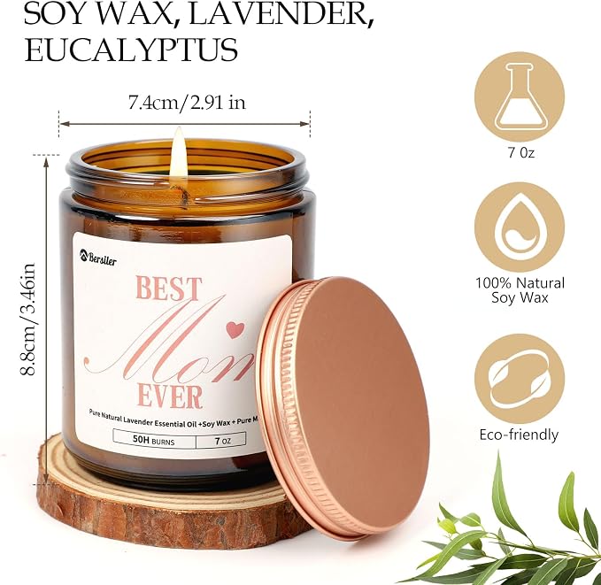 Aromatherapy Candles, Scented Candles, 7OZ Lavender Eucalyptus Candles Stress Relief and Relax for Home & Bedroom Gift for Women Birthday Christmas, Soy Wax Candle