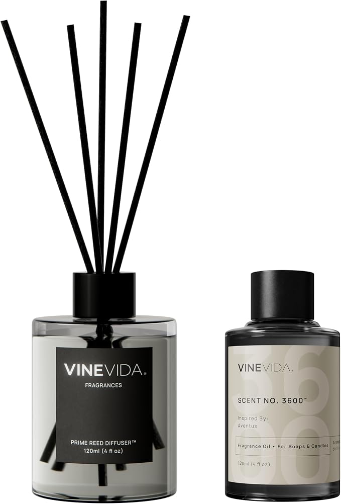 VINEVIDA Prime Reed Diffuser for Home & Bathroom | Long-Lasting Scent Sticks Set | Oil Stick Diffuser | Bathroom Scent - Room Fragrance No. 3600 - Inspired by: Aventus