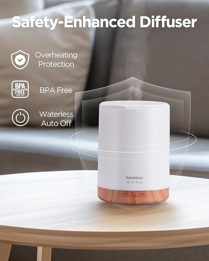 InnoGear 300ML Essential Oil Diffuser, Premium 5-in-1 Ultrasonic Aromatherapy Diffusers Mother's Gift Scent Humidifier Aroma Diffuser Vaporizer Auto-Off Timer for Room Office Home, Yellow, Medium