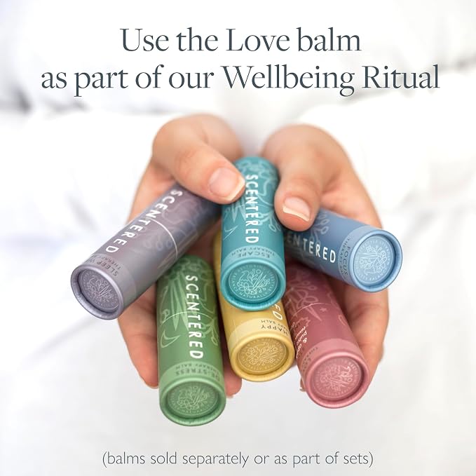 Scentered Aromatherapy Balm Stick - Love - Rose Essential Oils Rub On for Emotional Regulation & Balance with Ylang Ylang & Cedarwood - Gifts for Valentines Day for Her