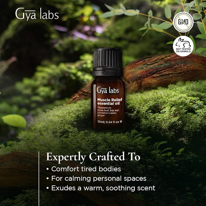 Gya Labs Muscle Relief Essential Oils Blends - 0.34 Fl Oz - for Diffuser, Home, Humidifier, Aromatherapy and DIY Candle Making Scents