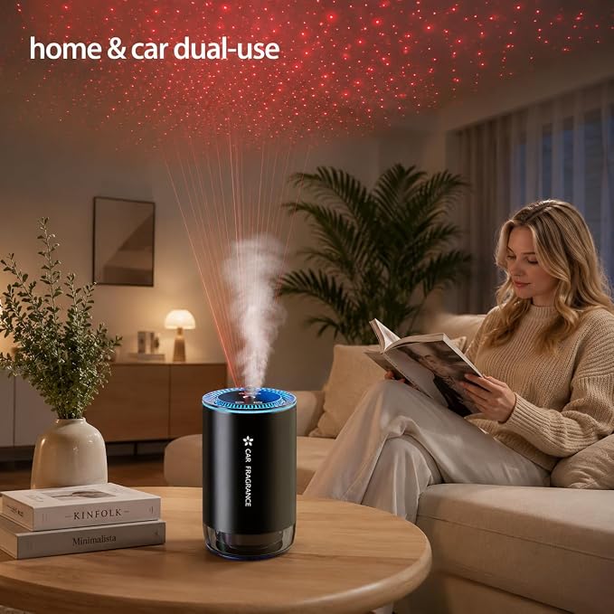 Portable Essential Oil Diffuser & Car Air Freshener, 50ml Nano Nebulizer with 3 Adjustable Levels, Built-in Battery for Home, Office, Travel, Mild Plant Perfume for All Ages（Ocean）