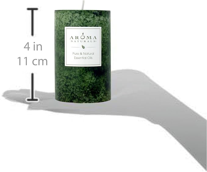 Aroma Naturals Holiday Juniper, Spruce and Basil Essential Oil Pillar Candle, Fresh Forest, 2.5 inch x 4 inch