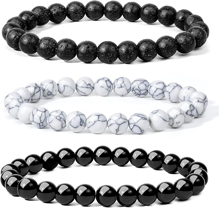 ONESING 2-12 Pcs Chakra Bracelets for Women Rock 7 Chakras Crystals and Healing Stones Bracelets 8mm Crystal Bracelets Yoga Beaded Bracelets for Women Men Essential Oil Diffuser