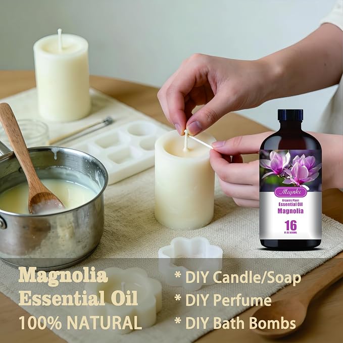 Magnolia Essential Oil, Magnolia Oil for Diffuser, Humidifier, Massage, DIY Candle, Soap, Yoga, Relaxation, Gift Ready,Magnolia Fragrance Oil - MLYNKL Essential Oils (16.33 fl oz / 490ml)