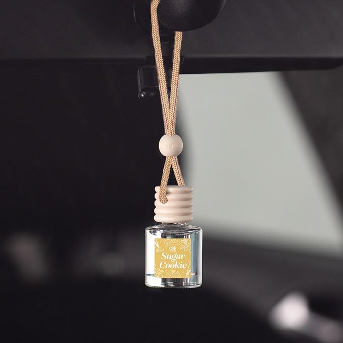 C&E Craft Co Hanging Car Air Freshener Diffuser 2 Pack, Long Lasting Fragrance Oil Car Freshener, Glass Bottle Auto Air Freshener, Made in USA (Sugar Cookie)
