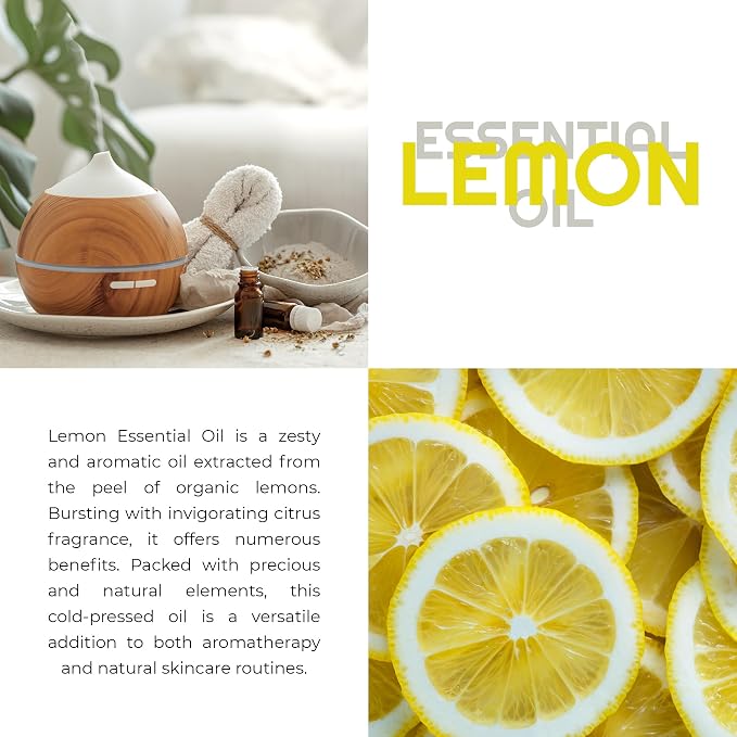 Lemon Essential Oil for Diffuser Aromatherapy Oils for Laundry and for Skin Pure Essential Oils for Soap Making Lemon Oil for Diffuser Citrus Oil 4 oz