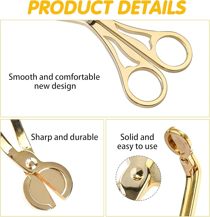 Candle Wick Trimmer, Wick Cutter Scissor Reaches, Deep Into Prevent Soot Buildup Candle Accessories (Gold)