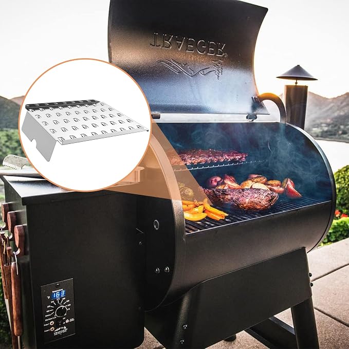AJinTeby Drip Tray Heat Baffle Replacement for Camp Chef 24 Series Pellet Grills, PG24SG-4, SmokePro SG 24, STX 24, Heavy Duty Steel Drip Pan Fits Traeger Pro 20 22 575 Series