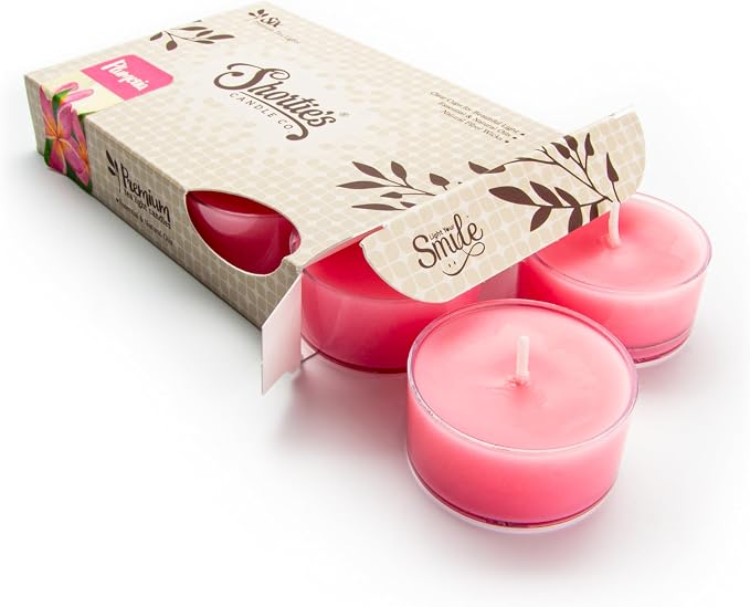 Pure Plumeria Premium Tealight Candles - 6 Pink Highly Scented Tea Lights - Beautiful Candlelight - Made in the USA - Flower & Floral Collection