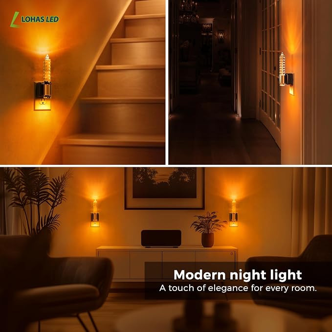 L LOHAS LED Plug in Night Light, Flameless Candle Night Lights Plug into Wall with Dusk to Dawn Sensor, 0-100 LM Dimmable Night Light for Bedroom Bathroom Hallway Home Decor(2 Pack)