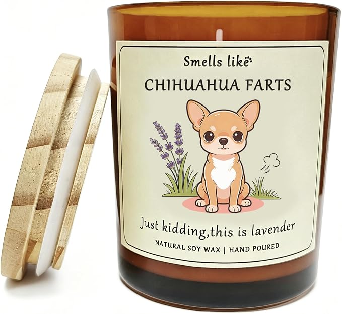 Chihuahua Candle Gifts for Women - Chihuahua Dog Farts Candle Dog Mom Decor Themed Gifts for Women for Pet Lovers Crafted by Natural Soy Wax Lavender Scented Candle ecoration for Birthday