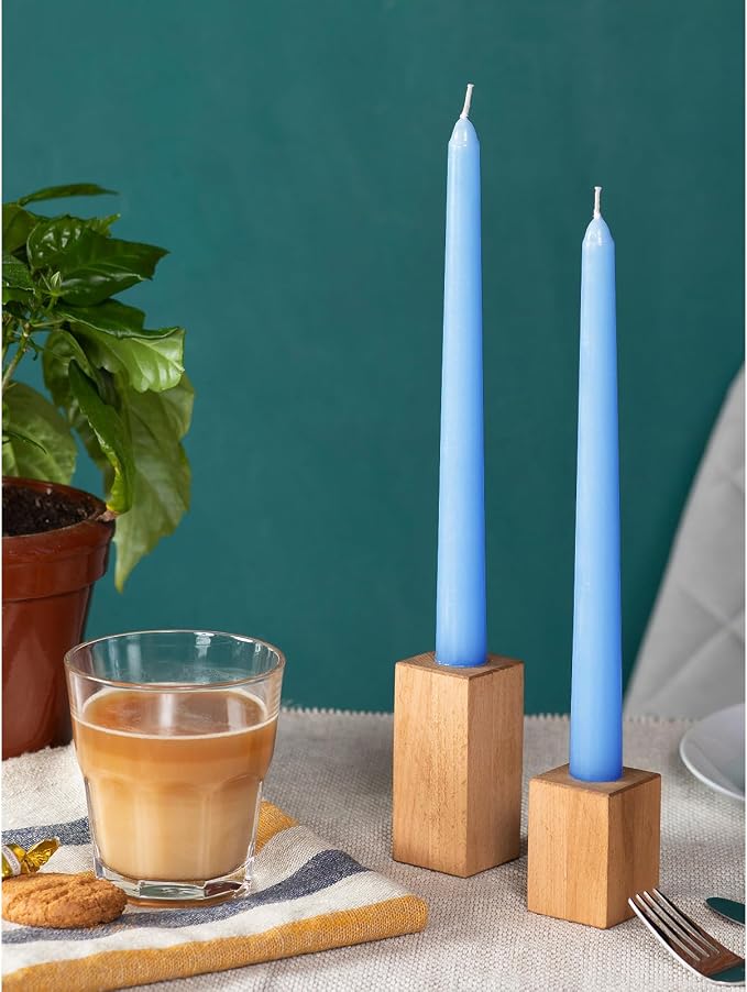 CANDWAX Light Blue 10 inch Taper Candles Set of 4 - Unscented Smokeless Dripless Tapers for Dinner Table, Home Decor, Easter Decor, Party, Wedding and Ordinary Dinners - Spring Candles
