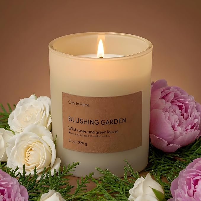 Scented Soy Wax Candle Set 2 Pack – Floral Candles for Home Scented with Notes of Rose, Magnolia & Soft Cedarwood – Refined Home Decor & Gift (Blushing Garden, Beige, 2 Pack)