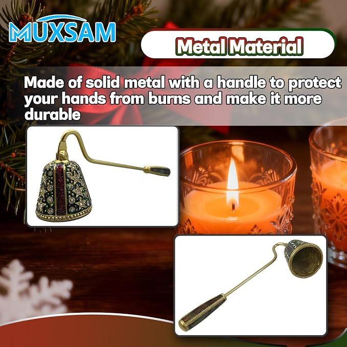 MUXSAM Vintage Candle Snuffer, Handheld Candle Extinguisher with Long Handle Wick Flame Snuffer Metal Candle Accessory for Home Decoration, Star Diamond