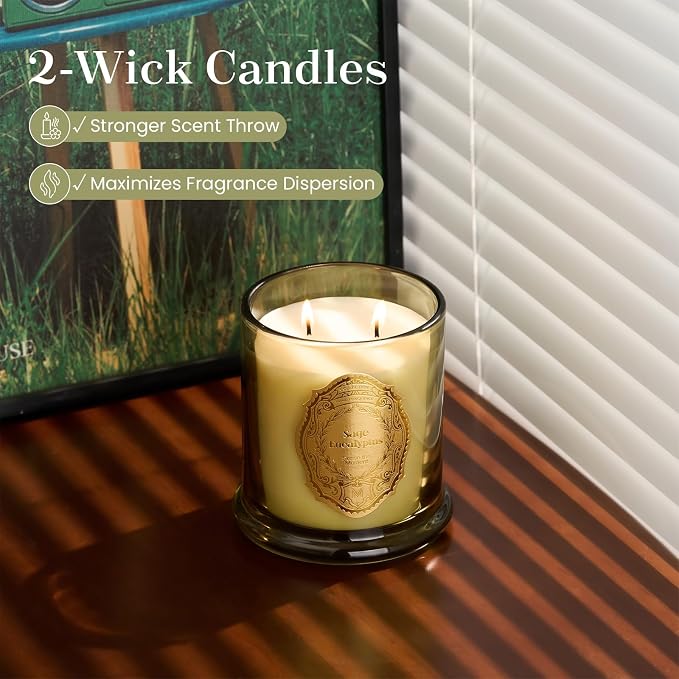 M&SENSE Sage Eucalyptus Candles for Home Scented, 2 Wick 12.7oz Soy Wax Candles 70 Hours Long Burning,Non Toxic Candles Gift for Stress Relief, Meditation, Yoga