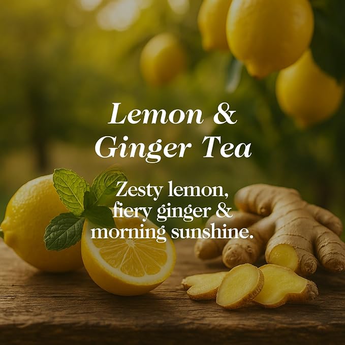 Hand Poured Non Toxic Candles - Lemon & Ginger Tea Fall Candles with Premium Natural Wax - Aromatherapy Scented Candles with Mandarin, Bergamot, Ginger & White Tea Notes - 8.5 Oz, 45 Hrs Burn Time