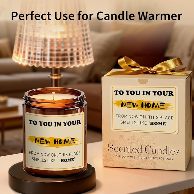 New Home Candle, 7oz Orange Scented Soy Candle, Nntural for Pets & Family, 50 Hours Long Burn, Perfect Housewarming Gifts for New Home Owners, Couples, Neighbors and Friends