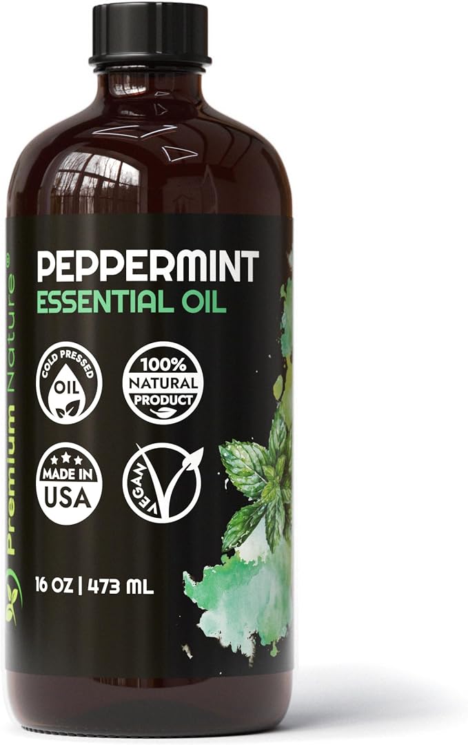 Peppermint Essential Oil for Diffuser Aromatherapy Pure Peppermint Oil for Hair Growth Organic for Skin Pure Essential Oil for Soap Making Pepermint Oil Essential for Laundry 16oz