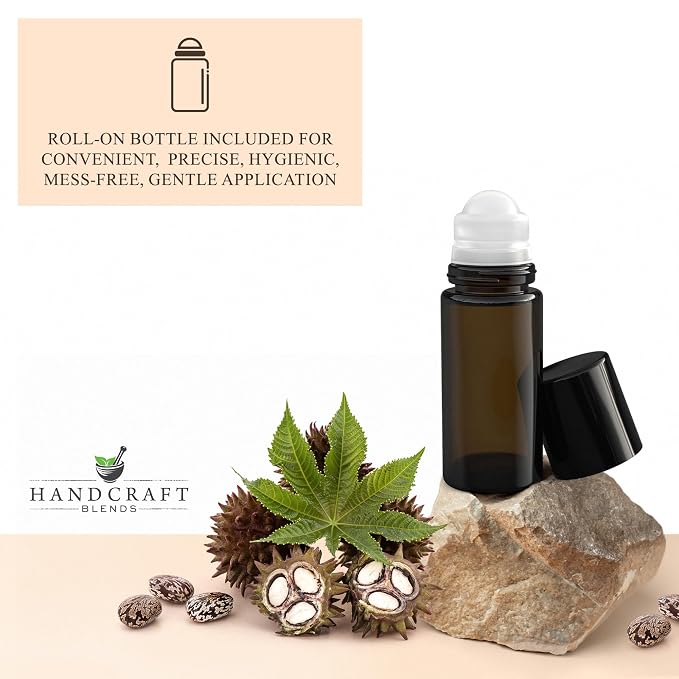 Handcraft Blends Organic Castor Oil 16 Fl Oz | Roll on Bottle | 100% Pure and Natural | Premium Grade Carrier Oil | Hair, Eyelashes and Eyebrows | Hair and Body | Expeller-Pressed | Hexane-Free